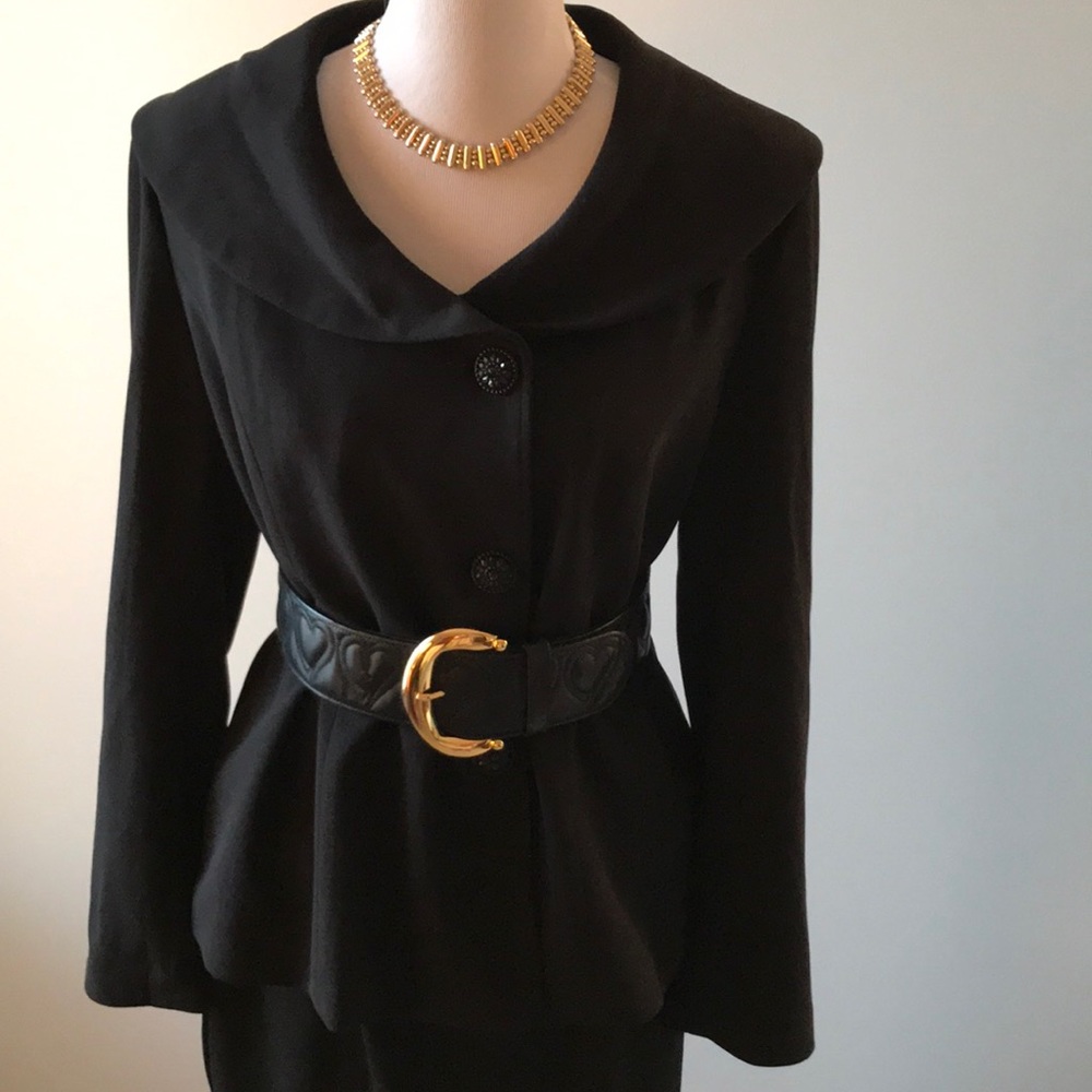 Dennis Basso black caviar crepe jacket